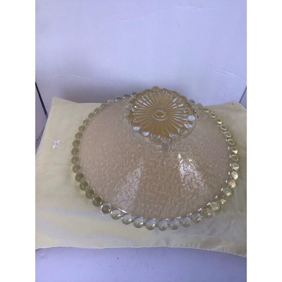 Vtg Ceiling Mount Shade,lace Pattern W/ Beaded Edge,Tan - Picture 3 of 4